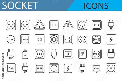 Simple and Clean Socket and Plug Icons for User Interface Design