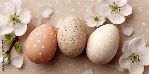Elegant Easter Eggs and Spring Blossoms Festive Springtime Decor