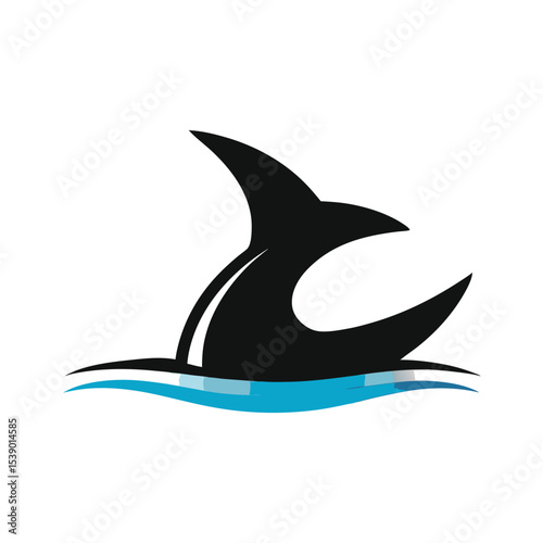 Silhouette of a shark on transparent background