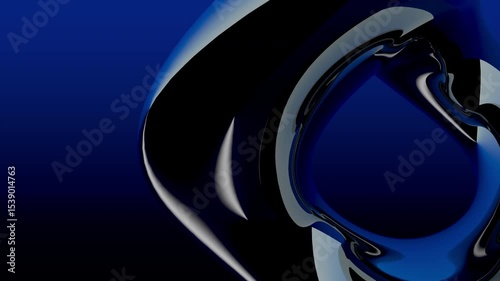 Abstract volume with reflective surface like glass with white sparkles rotating 360 degrees against a dark blue background. Loop sequence. 3D Animation