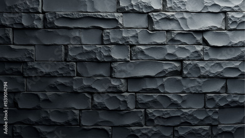 A dramatic,close-up shot of a textured black brick or stone wall,with strong,uneven lighting highlighting its rough,three-dimensional surface.The deep shadows and bright facets create a sense of depth