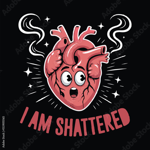 T-shirt Design with Shattered Heart 