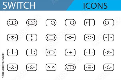 Stylish Minimalist Toggle Switch Icons with Hand and Finger Interaction

