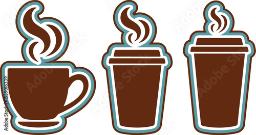 Coffee cup vector design, hot drink illustration, cafe logo template, coffee shop graphic, beverage art editable stock vector illustration