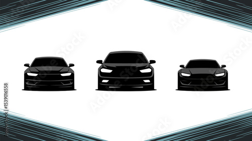 Black car vector illustration front view of luxury vehicles automotive design sleek modern transportation editable stock vector illustration