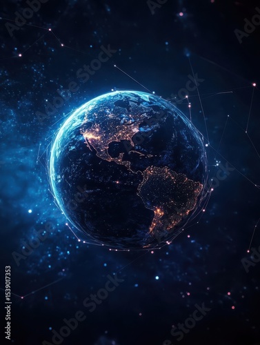 Global Network Connection - Earth in Digital Web