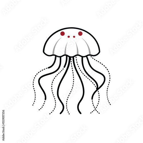 jellyfish, jellyfish line art, jellyfish drawing vector illustration