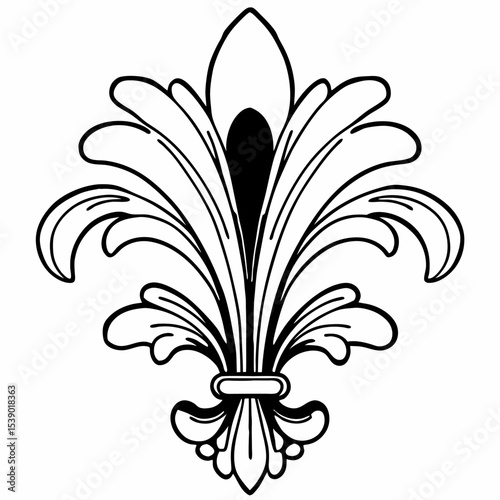Elegant black and white fleur de lis design element