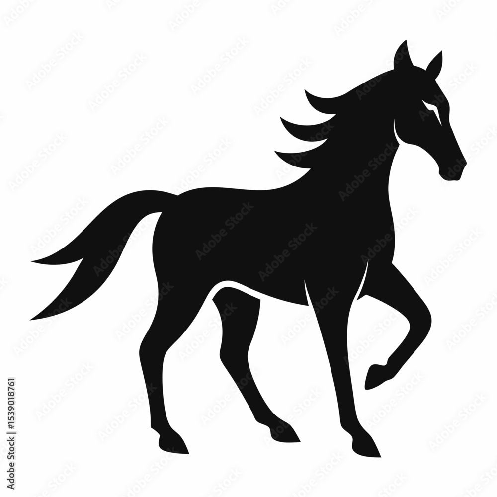 Obraz premium Black silhouette of a horse in motion
