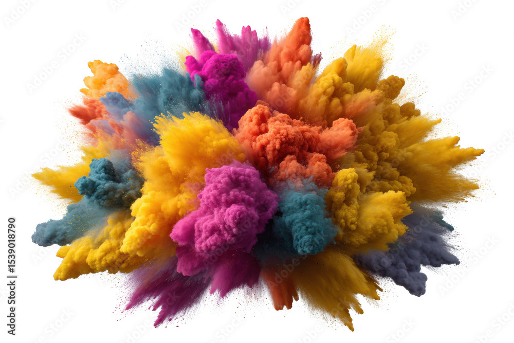 Fototapeta premium Vibrant color powder explosion isolated on transparent background