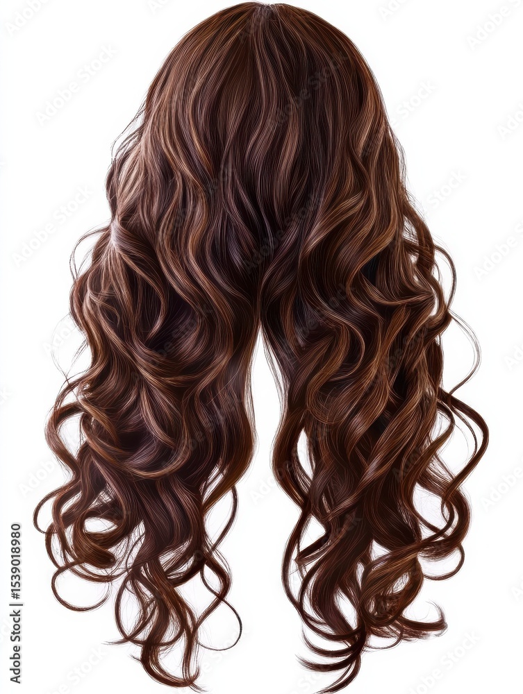 Fototapeta premium Curly brown hair isolated on white background