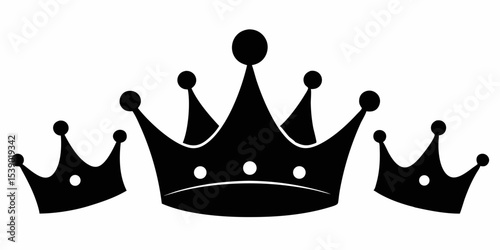 Three black crowns royal design illustration