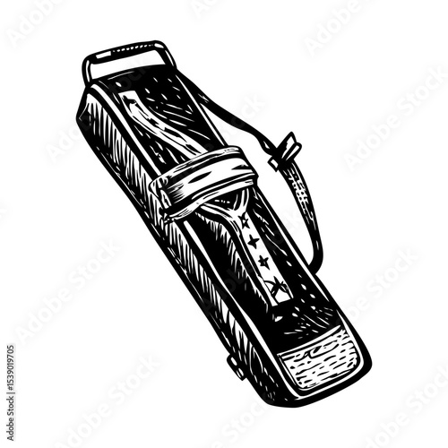 A vintage style illustration representing a bow case