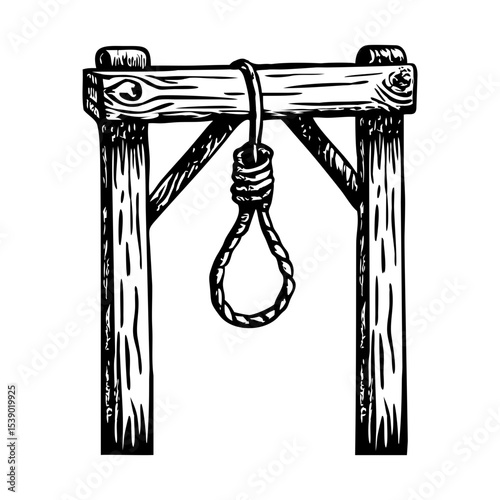 A vintage style illustration showing hanging rope