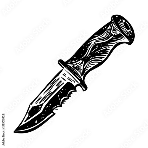 A vintage style illustration depicting hunting knife