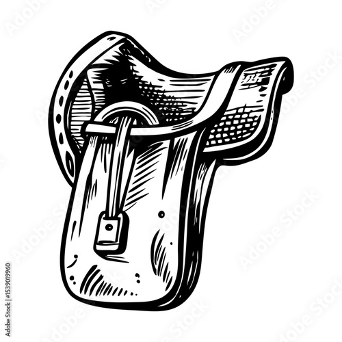 A vintage style illustration representing horse saddle