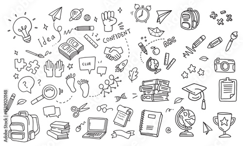 Back to school and education doodle elements