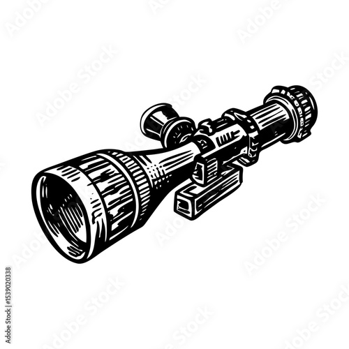 A vintage style illustration representing rifle scope