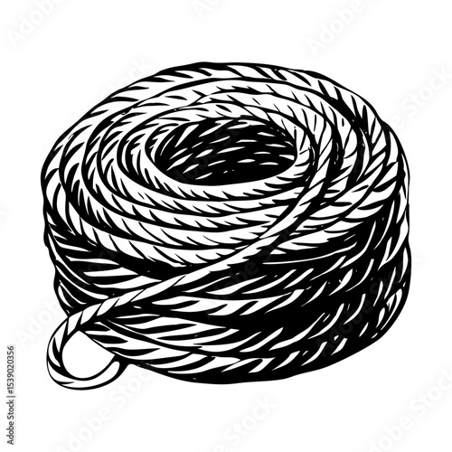 A vintage style illustration depicting rope coil
