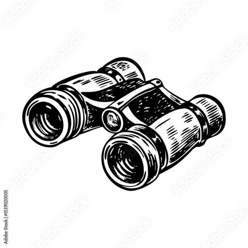 A vintage style illustration showing binoculars
