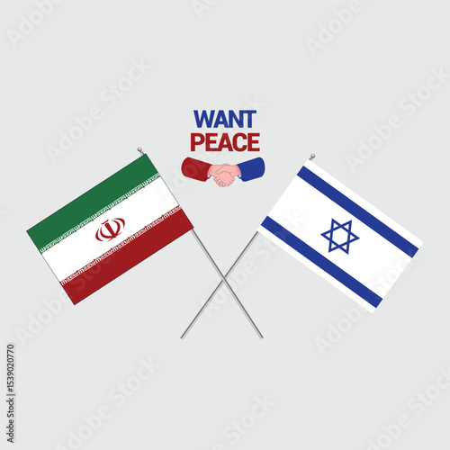 Symbolic Depiction of Iranian and Israeli Flags Promoting Peace and Cooperation with a Hopeful Message of Unity.