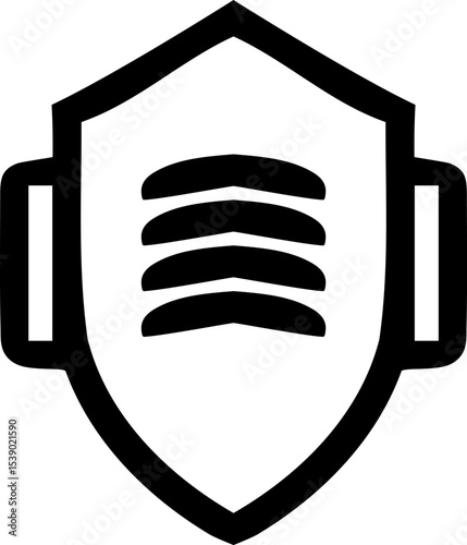Shield with Respirator Mask Icon - Protection and Safety Symbol