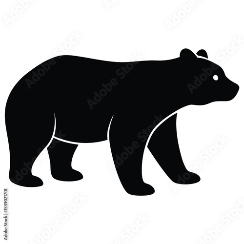 Silhouette of a Black Bear Walking, Illustration, Wildlife and Nature Theme