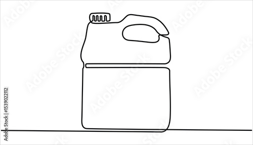 Car Engine Oil, Fuel can continuous one line drawing. Gallon Of Milk Icon, Big Plastic Bottle ,Gallon continuous one line drawing vector illustration, continuous line of oil jerry cans.
