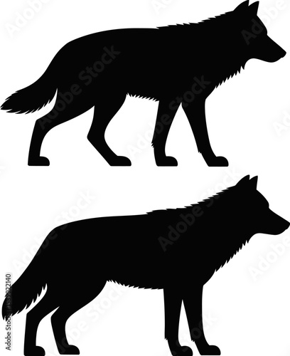 wolf silhouette isolated on white