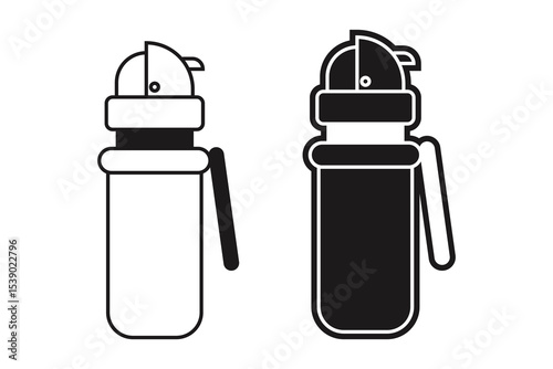 Kids Water Bottle art silhouette vector with line art on white background