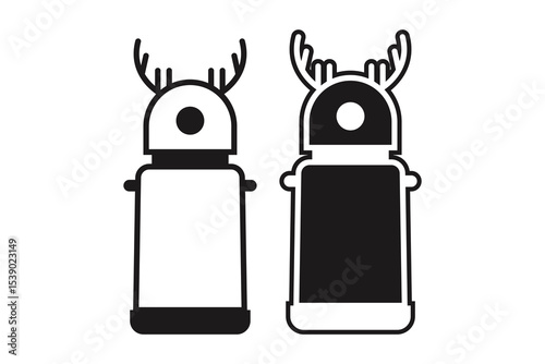 Kids Water Bottle art silhouette vector with line art on white background