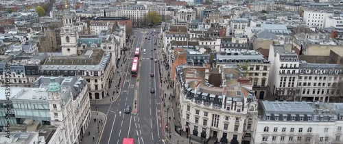 Aerial View of Bustling Streets and Buildings in Central London UK City