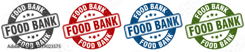 food bank stamp. food bank round stamp set isolated on white background