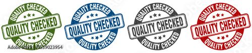 quality checked stamp. quality checked round stamp set isolated on white background