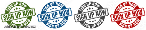 sign up now stamp. sign up now round stamp set isolated on white background