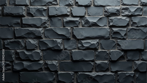A dramatic,close-up shot of a textured black brick or stone wall,with strong,uneven lighting highlighting its rough,three-dimensional surface.The deep shadows and bright facets create a sense of depth