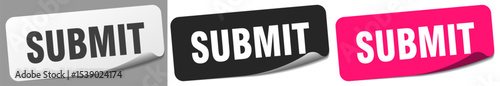 submit sticker. submit sticker set on white background