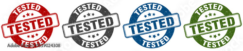 tested stamp. tested round stamp set isolated on white background