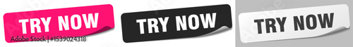 try now sticker. try now sticker set on white background
