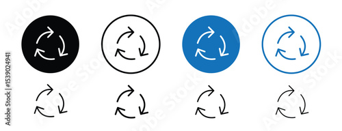 Set of pixel perfect colored Reuse icon with 1 unexpanded, 1 silhouette,  Reuse symbol to encourage sustainable practices.