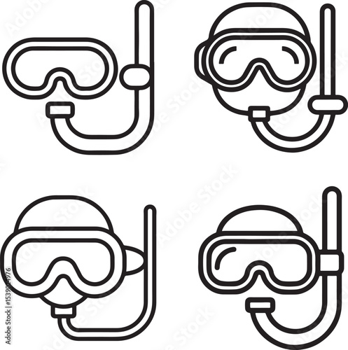 set of scuba diving icons