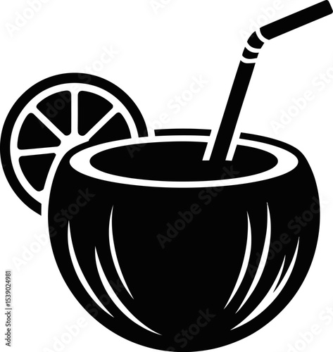 coconut drink vector icon