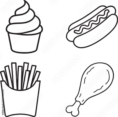  Black and White Food Icons