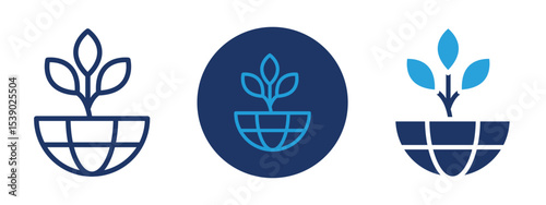 Set of pixel perfect colored environment icon with 1 unexpanded, 1 silhouette,  Icon symbolizing environmental protection and green living.
