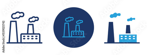 Set of pixel perfect colored Pollution icon with 1 unexpanded, 1 silhouette,  Icon showing air, land, or water pollution.