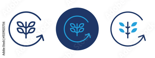 Set of pixel perfect colored Recyclable icon with 1 unexpanded, 1 silhouette,  Icon with recycling arrows for recyclable items.