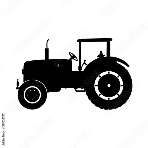 Tractor Silhouette Vector – Vintage Farm Vehicle Clipart | Agricultural Machine Outline for Rural Logo, Farming Design, Print Art, Rustic Decor