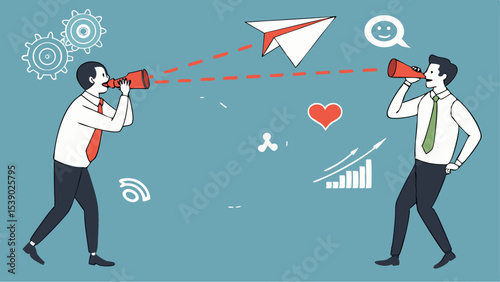 Businessman and woman vector cartoon illustration of people in suits for business success and finance concept