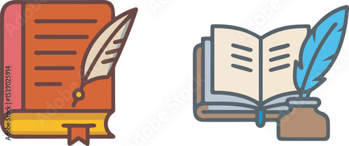 vector illustration of a quill pen and ink