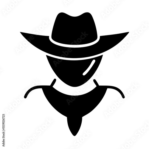 Cowboy Silhouette Vector – Western Hat Man Icon Clipart | Wild West Outlaw Profile for Logo, Poster, Rodeo, Ranch, Vintage Design, Country Theme Art